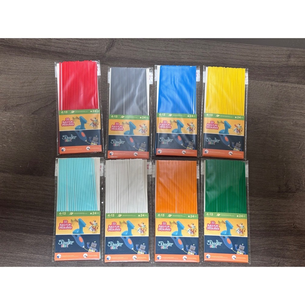 3Doodler Start Eco-Plastic Refills 8 Pack Bundle Strands Multi-Color NEW